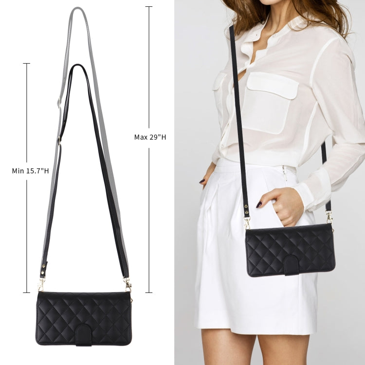 For iPhone X / XS Crossbody Rhombic Zipper Tower Buckle Leather Phone Case with Lanyard(Black) - More iPhone Cases by buy2fix | Online Shopping UK | buy2fix