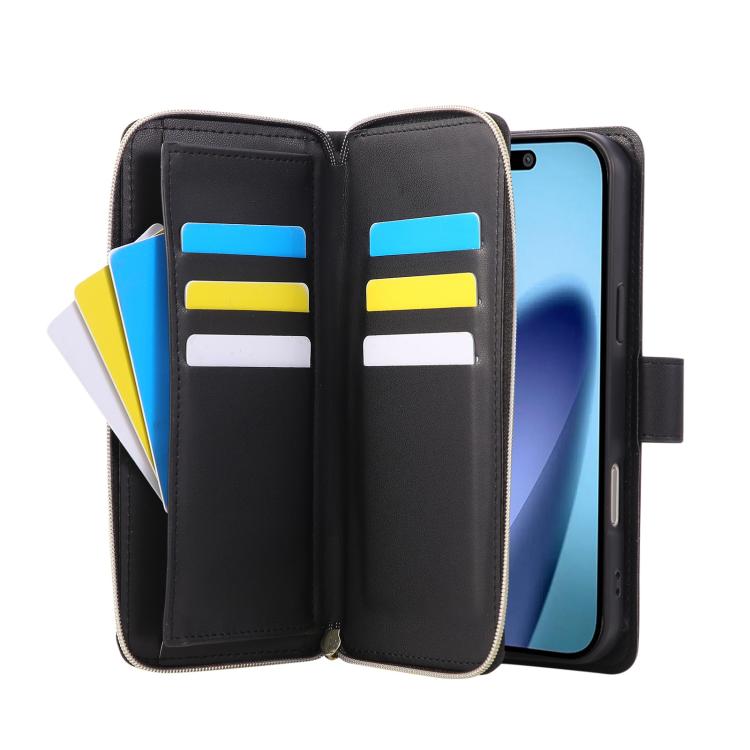 For iPhone Air Crossbody Rhombic Zipper Tower Buckle Leather Phone Case with Lanyard(Black) - iPhone Air Cases by buy2fix | Online Shopping UK | buy2fix