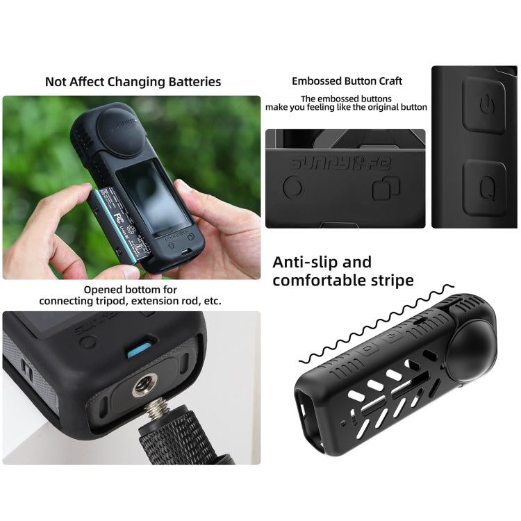 For Insta360 X4 Sunnylife Silicone Shockproof Case Lens Body Cover Kit(Black) - Case & Bags by Sunnylife | Online Shopping UK | buy2fix