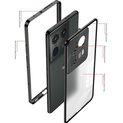 For Motorola Moto X40 Snap Buckle Metal Frame Frosted Phone Case(Black) - Motorola Cases by buy2fix | Online Shopping UK | buy2fix