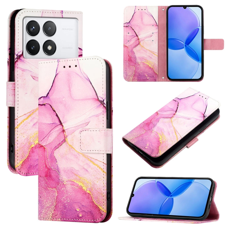 For Xiaomi Redmi K70 / K70 Pro PT003 Marble Pattern Flip Leather Phone Case(Pink Purple Gold) - K70 Cases by buy2fix | Online Shopping UK | buy2fix