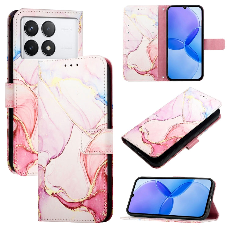 For Xiaomi Redmi K70 / K70 Pro PT003 Marble Pattern Flip Leather Phone Case(Rose Gold) - K70 Cases by buy2fix | Online Shopping UK | buy2fix