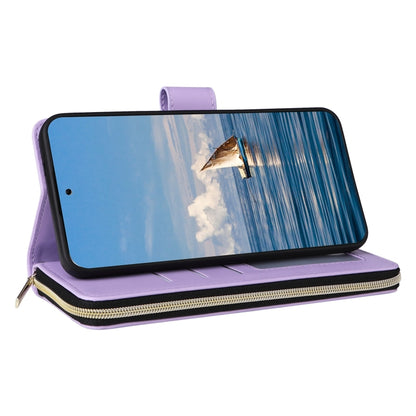 For Samsung Galaxy S25 5G Crossbody Rhombic Zipper Tower Buckle Leather Phone Case with Lanyard(Purple) by buy2fix