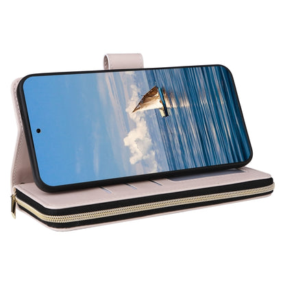 For Samsung Galaxy S25 5G Crossbody Rhombic Zipper Tower Buckle Leather Phone Case with Lanyard(Beige) by buy2fix