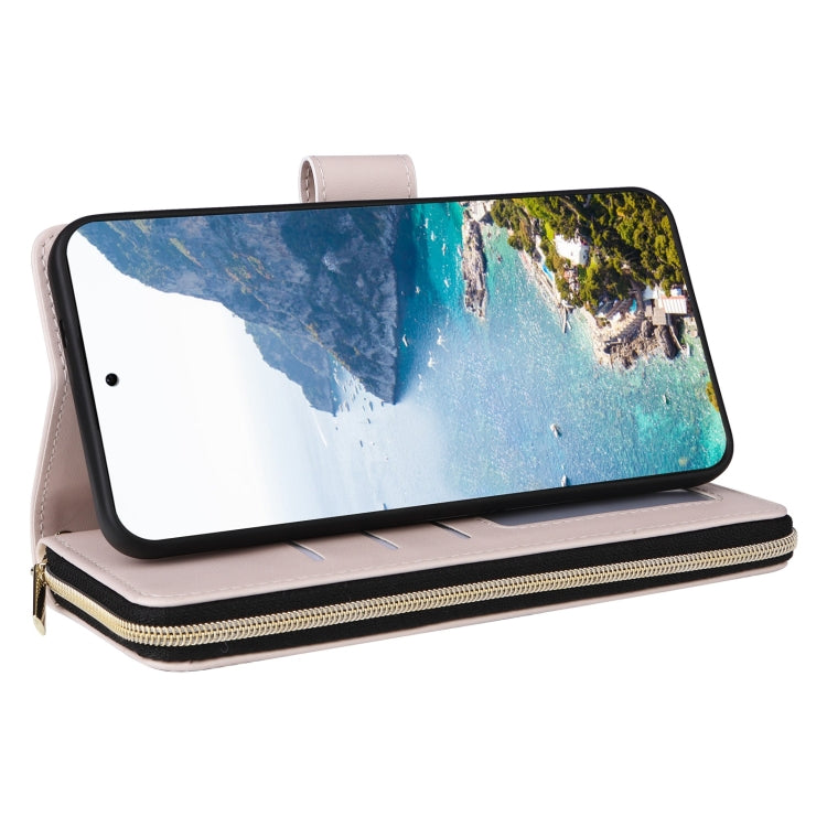 For Samsung Galaxy S25+ 5G Crossbody Rhombic Zipper Tower Buckle Leather Phone Case with Lanyard(Beige) by buy2fix