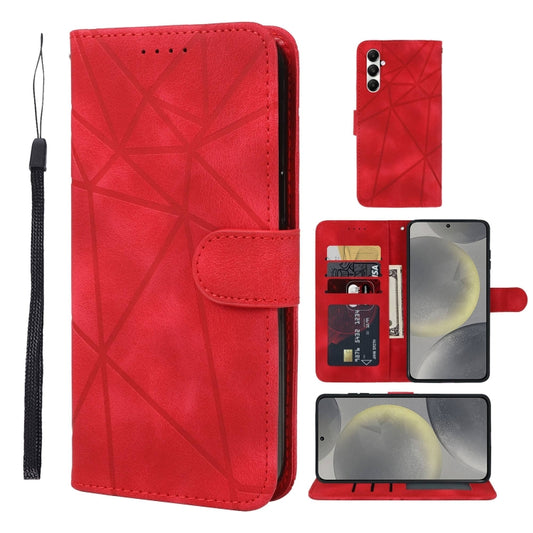 For Samsung Galaxy S24 / S25 5G Skin Feel Geometric Lines Leather Phone Case(Red) by buy2fix
