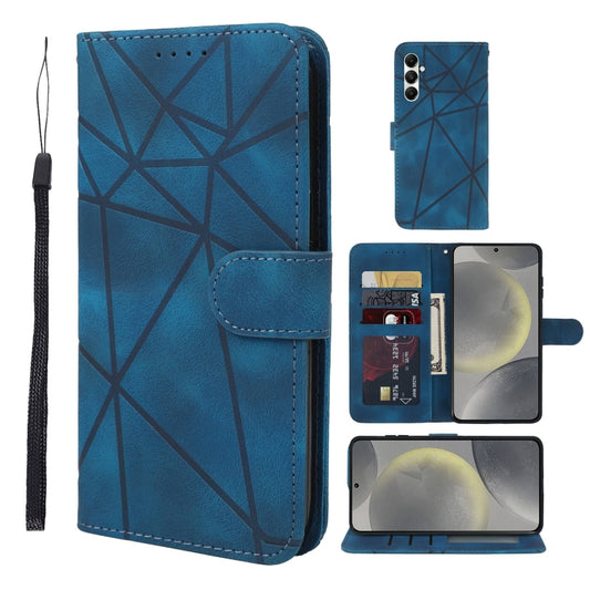 For Samsung Galaxy S24 / S25 5G Skin Feel Geometric Lines Leather Phone Case(Blue) by buy2fix