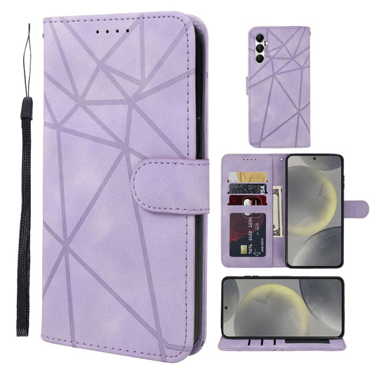 For Samsung Galaxy S24 / S25 5G Skin Feel Geometric Lines Leather Phone Case(Purple) by buy2fix