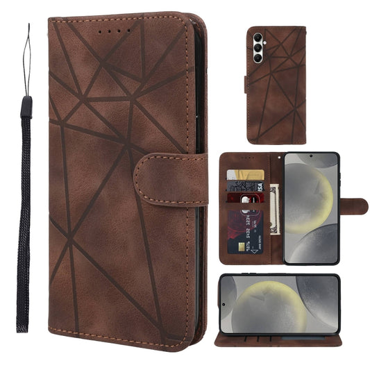 For Samsung Galaxy S24 / S25 5G Skin Feel Geometric Lines Leather Phone Case(Brown) by buy2fix