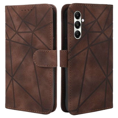 For Samsung Galaxy S24 / S25 5G Skin Feel Geometric Lines Leather Phone Case(Brown) - Galaxy S24 5G Cases by buy2fix | Online Shopping UK | buy2fix