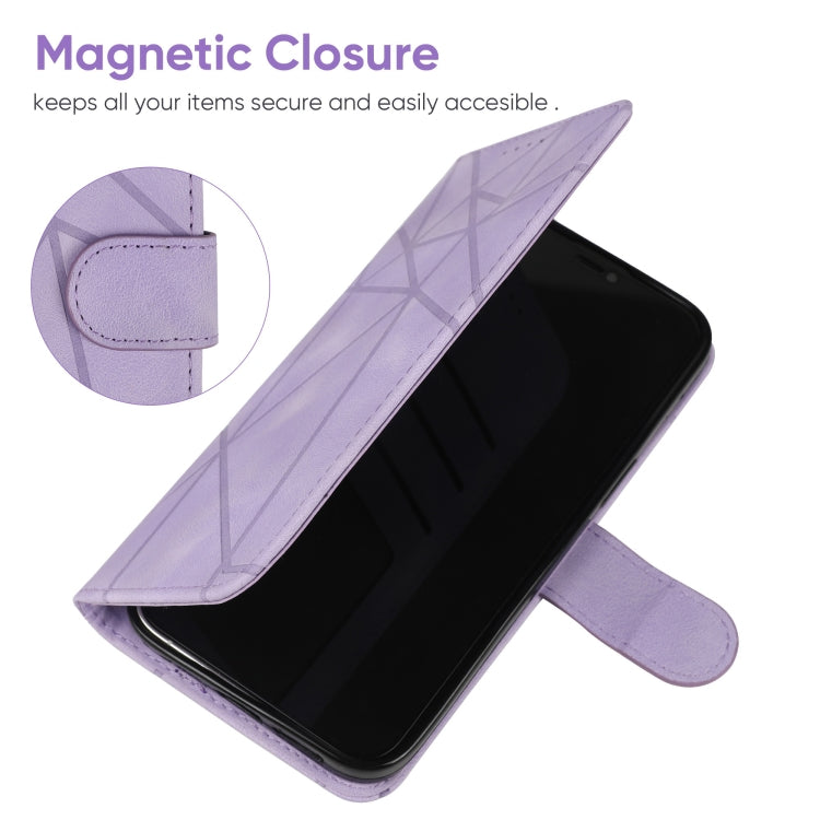 For Samsung Galaxy S24+ / S25+ 5G Skin Feel Geometric Lines Leather Phone Case(Purple) - Galaxy S24+ 5G Cases by buy2fix | Online Shopping UK | buy2fix