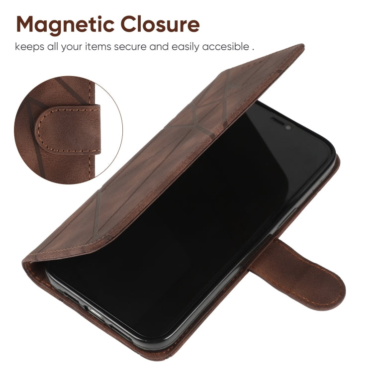 For Samsung Galaxy S24+ / S25+ 5G Skin Feel Geometric Lines Leather Phone Case(Brown) - Galaxy S24+ 5G Cases by buy2fix | Online Shopping UK | buy2fix