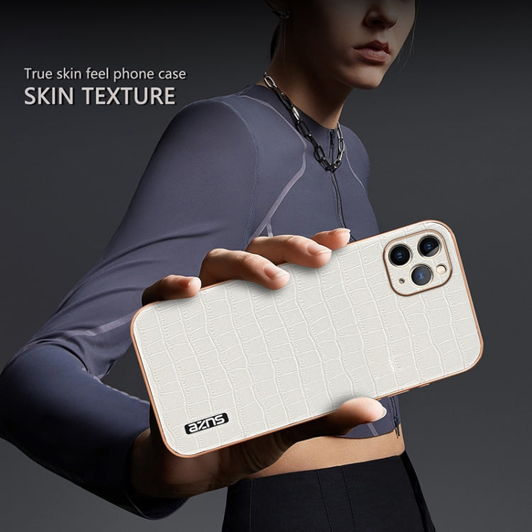 For iPhone 11 Pro AZNS Electroplated Frame Crocodile Texture Full Coverage Phone Case(Brown) - iPhone 11 Pro Cases by AZNS | Online Shopping UK | buy2fix