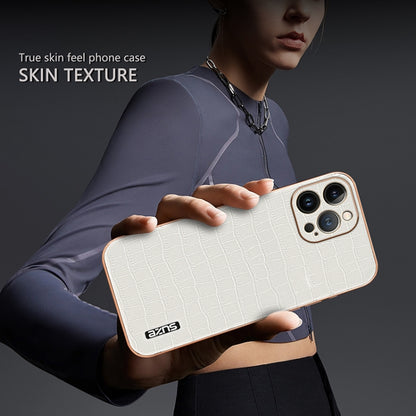 For iPhone 12 Pro Max AZNS Electroplated Frame Crocodile Texture Full Coverage Phone Case(White) - iPhone 12 Pro Max Cases by AZNS | Online Shopping UK | buy2fix