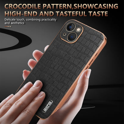 For iPhone 13 AZNS Electroplated Frame Crocodile Texture Full Coverage Phone Case(Black) - iPhone 13 Cases by AZNS | Online Shopping UK | buy2fix
