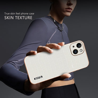 For iPhone 14 AZNS Electroplated Frame Crocodile Texture Full Coverage Phone Case(Green) - iPhone 14 Cases by AZNS | Online Shopping UK | buy2fix