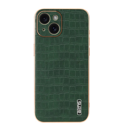 For iPhone 15 Plus AZNS Electroplated Frame Crocodile Texture Full Coverage Phone Case(Green) - iPhone 15 Plus Cases by AZNS | Online Shopping UK | buy2fix
