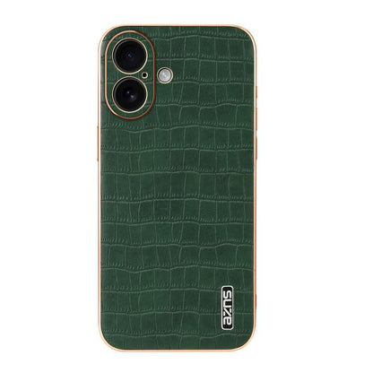 For iPhone 17 AZNS Electroplated Frame Crocodile Texture Full Coverage Phone Case(Green) - iPhone 17 Cases by AZNS | Online Shopping UK | buy2fix