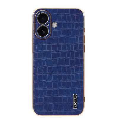 For iPhone 17 AZNS Electroplated Frame Crocodile Texture Full Coverage Phone Case(Blue) - iPhone 17 Cases by AZNS | Online Shopping UK | buy2fix