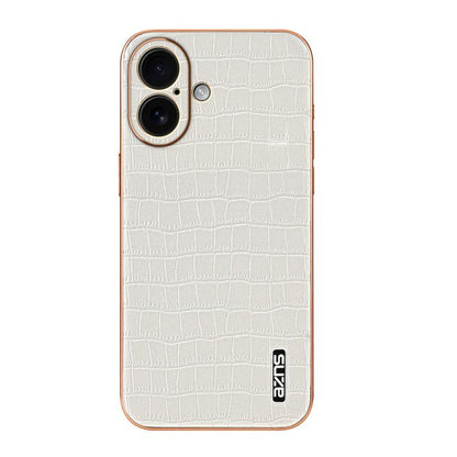 For iPhone 17 AZNS Electroplated Frame Crocodile Texture Full Coverage Phone Case(White) - iPhone 17 Cases by AZNS | Online Shopping UK | buy2fix
