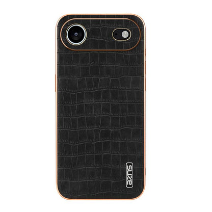 For iPhone 17 Air AZNS Electroplated Frame Crocodile Texture Full Coverage Phone Case(Black) - iPhone 17 Air Cases by AZNS | Online Shopping UK | buy2fix