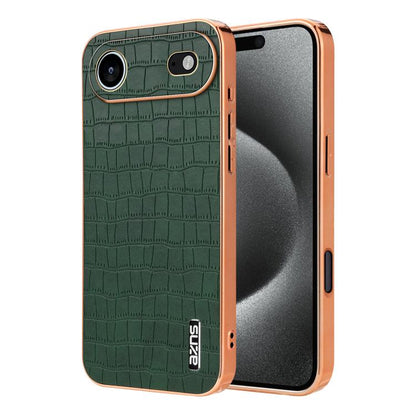 For iPhone 17 Air AZNS Electroplated Frame Crocodile Texture Full Coverage Phone Case(Green) - iPhone 17 Air Cases by AZNS | Online Shopping UK | buy2fix