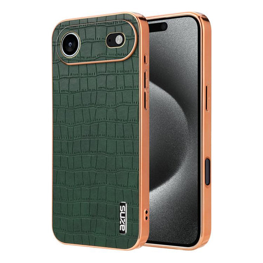 For iPhone 17 Air AZNS Electroplated Frame Crocodile Texture Full Coverage Phone Case(Green) - iPhone 17 Air Cases by AZNS | Online Shopping UK | buy2fix