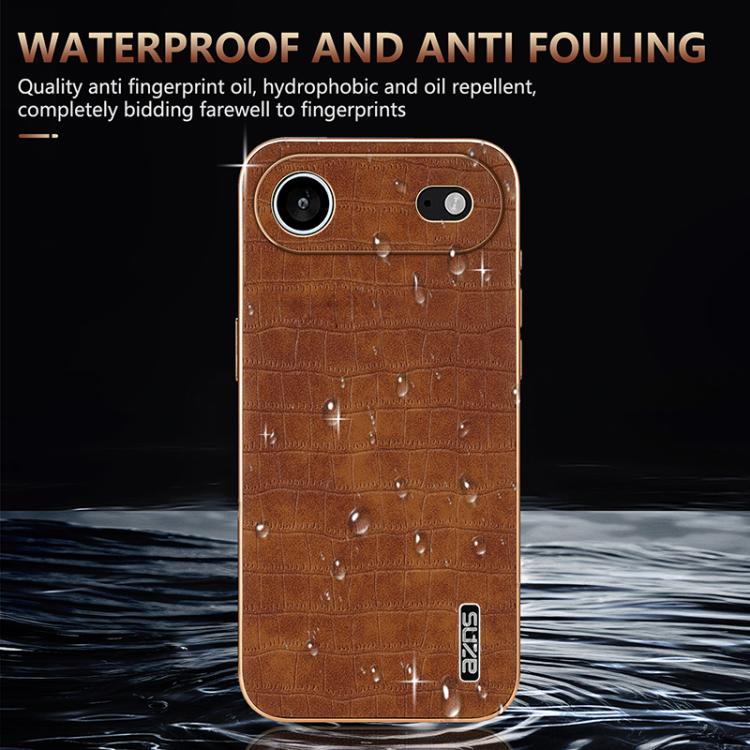 For iPhone 17 Air AZNS Electroplated Frame Crocodile Texture Full Coverage Phone Case(Green) - iPhone 17 Air Cases by AZNS | Online Shopping UK | buy2fix