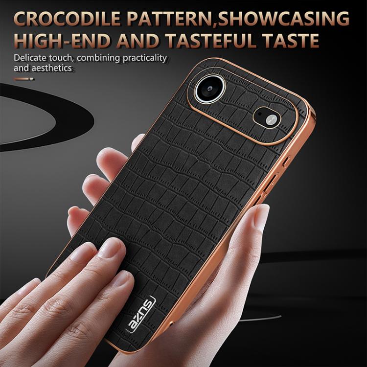 For iPhone 17 Air AZNS Electroplated Frame Crocodile Texture Full Coverage Phone Case(Green) - iPhone 17 Air Cases by AZNS | Online Shopping UK | buy2fix