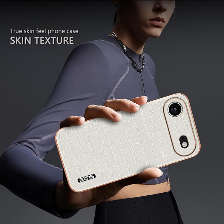 For iPhone 17 Air AZNS Electroplated Frame Crocodile Texture Full Coverage Phone Case(Green) - iPhone 17 Air Cases by AZNS | Online Shopping UK | buy2fix