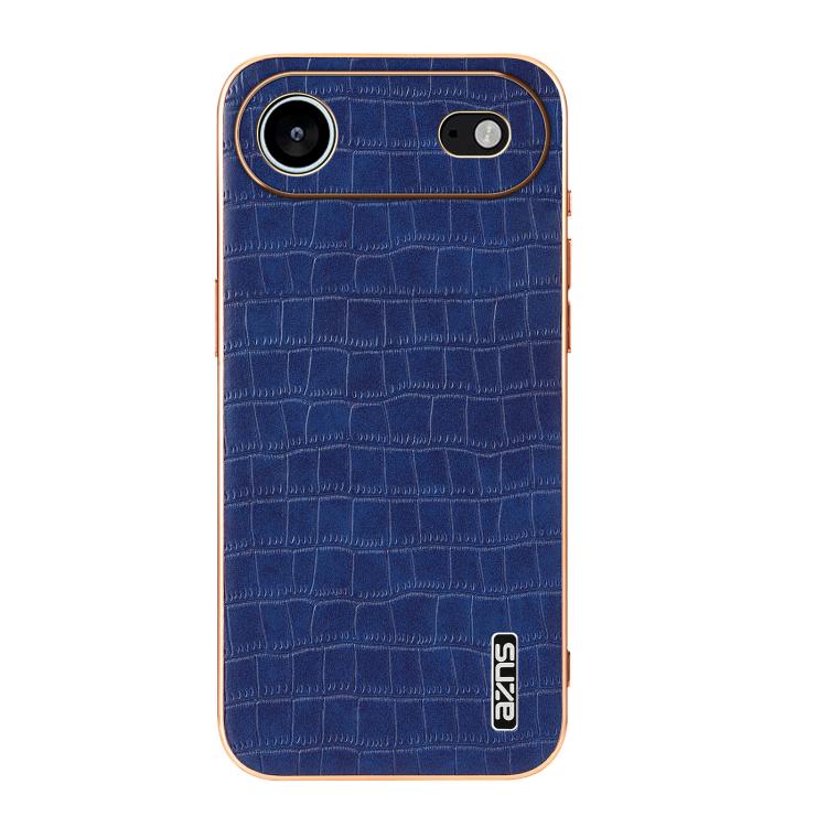 For iPhone 17 Air AZNS Electroplated Frame Crocodile Texture Full Coverage Phone Case(Blue) - iPhone 17 Air Cases by AZNS | Online Shopping UK | buy2fix