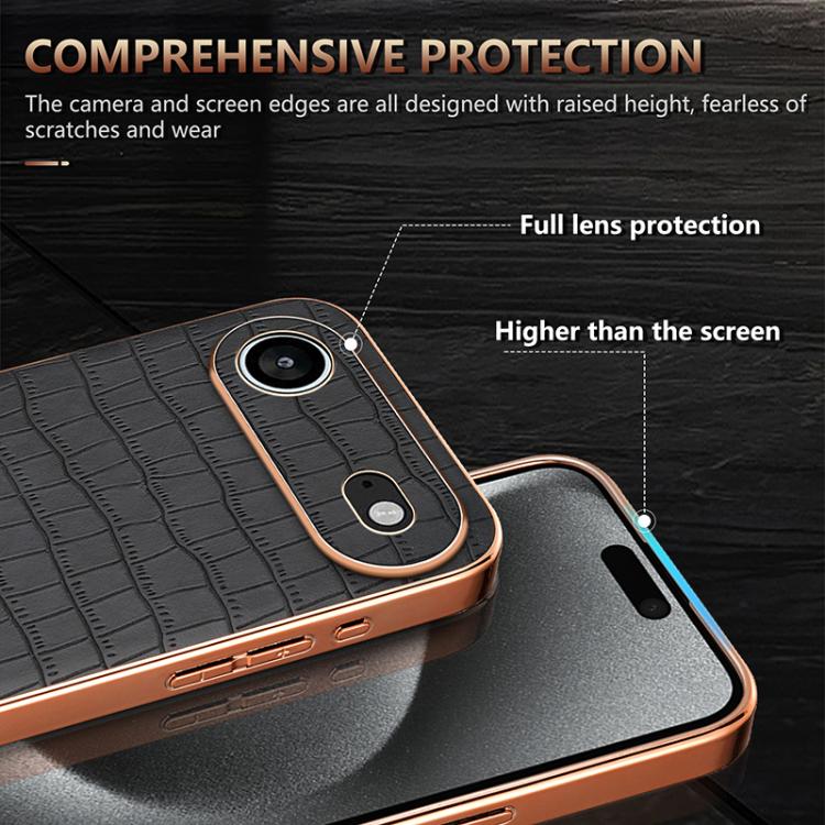 For iPhone 17 Air AZNS Electroplated Frame Crocodile Texture Full Coverage Phone Case(Blue) - iPhone 17 Air Cases by AZNS | Online Shopping UK | buy2fix