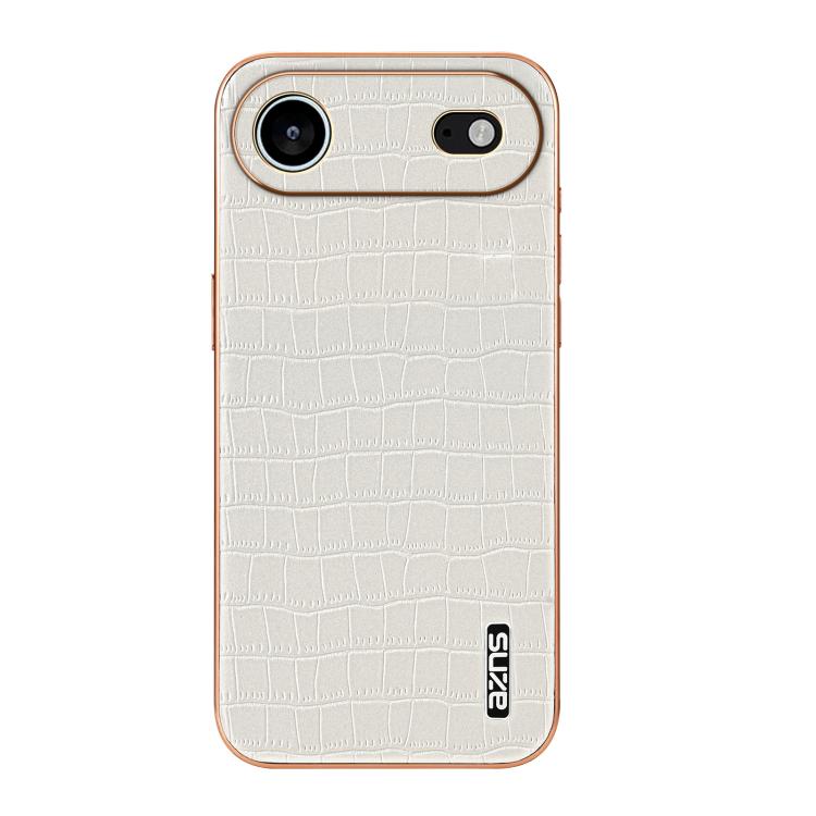 For iPhone Air AZNS Electroplated Frame Crocodile Texture Full Coverage Phone Case(White) - iPhone Air Cases by AZNS | Online Shopping UK | buy2fix