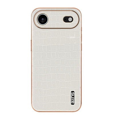 For iPhone Air AZNS Electroplated Frame Crocodile Texture Full Coverage Phone Case(White) - iPhone Air Cases by AZNS | Online Shopping UK | buy2fix