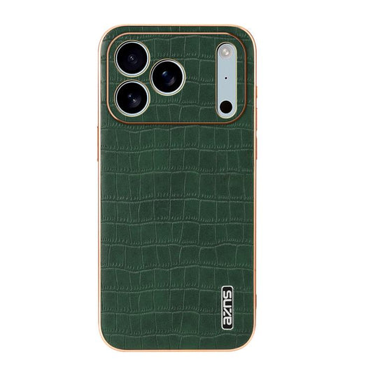 For iPhone 17 Pro Max AZNS Electroplated Frame Crocodile Texture Full Coverage Phone Case(Green) - iPhone 17 Pro Max Cases by AZNS | Online Shopping UK | buy2fix