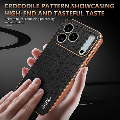 For iPhone 17 Pro Max AZNS Electroplated Frame Crocodile Texture Full Coverage Phone Case(Green) - iPhone 17 Pro Max Cases by AZNS | Online Shopping UK | buy2fix