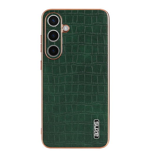 For Samsung Galaxy S24 5G AZNS Electroplated Frame Crocodile Texture Full Coverage Phone Case(Green) by AZNS