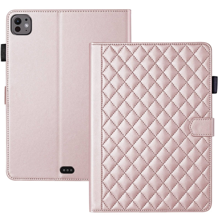 For iPad Pro 13 2024 Rhombus Lattice Leather Smart Tablet Case(Rose Gold) - iPad Pro 13 2024 Cases by buy2fix | Online Shopping UK | buy2fix