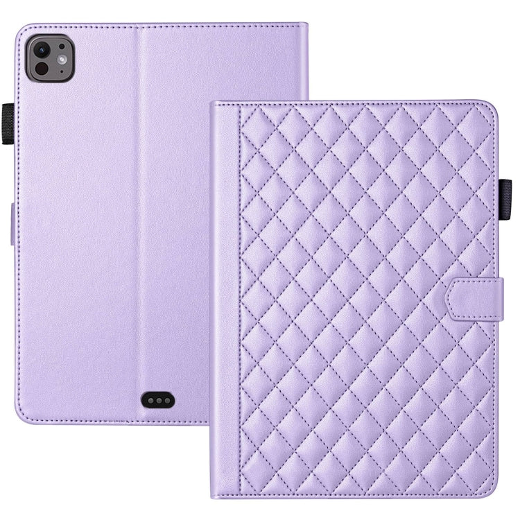 For iPad Pro 13 2025 / 2024 Rhombus Lattice Leather Smart Tablet Case(Purple) by buy2fix