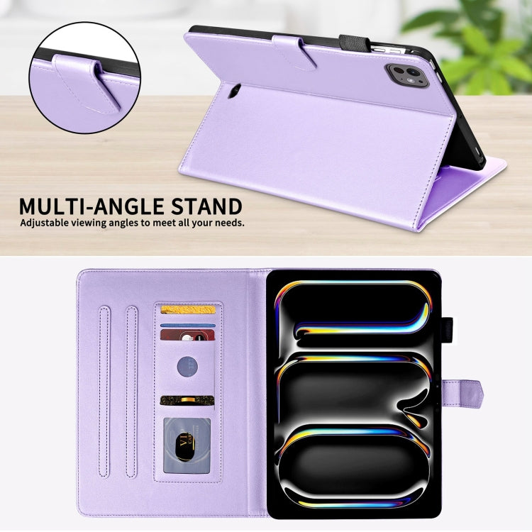 For iPad Pro 13 2025 / 2024 Rhombus Lattice Leather Smart Tablet Case(Purple) by buy2fix