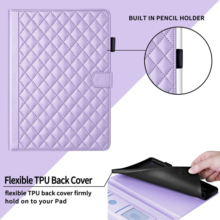 For iPad Pro 13 2025 / 2024 Rhombus Lattice Leather Smart Tablet Case(Purple) by buy2fix