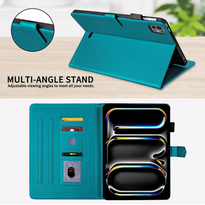 For iPad Pro 13 2025 / 2024 Rhombus Lattice Leather Smart Tablet Case(Dark Green) by buy2fix