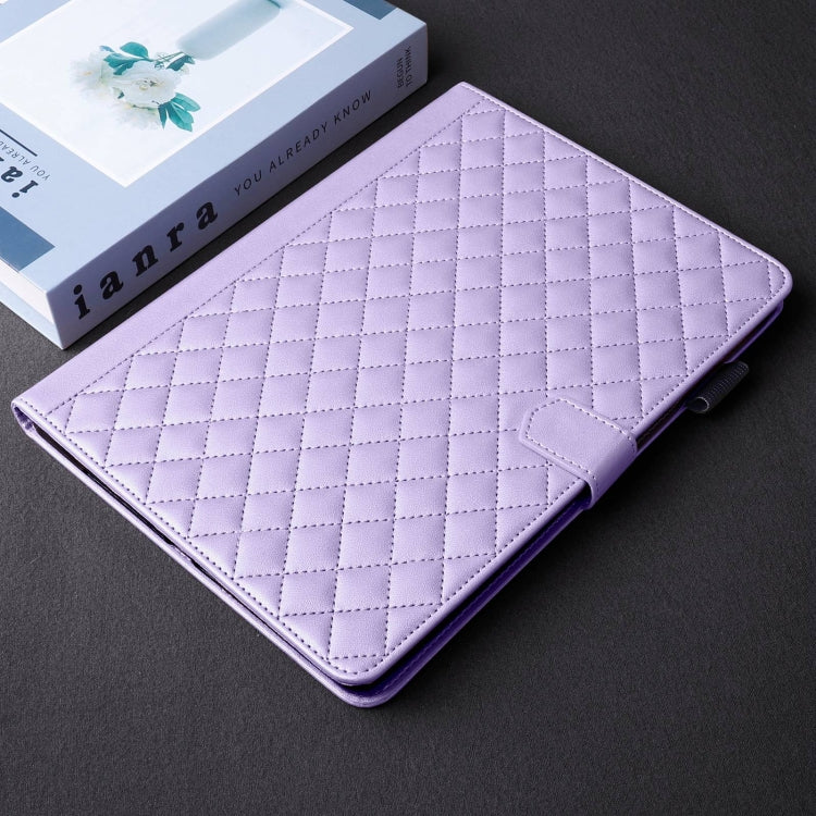 For iPad Pro 11 2024 Rhombus Lattice Leather Smart Tablet Case(Purple) - iPad Pro 11 2024 Cases by buy2fix | Online Shopping UK | buy2fix