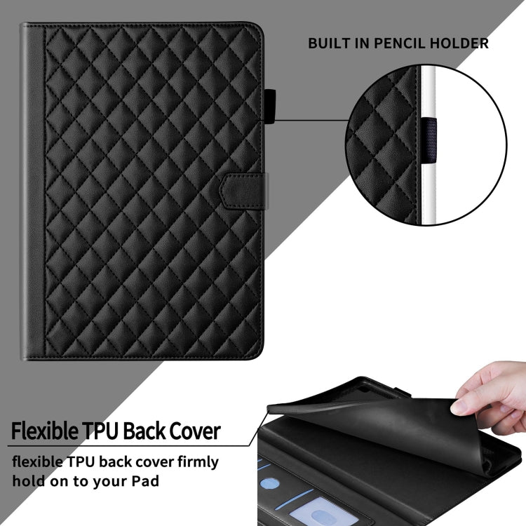 For iPad Pro 11 2024 Rhombus Lattice Leather Smart Tablet Case(Black) - iPad Pro 11 2024 Cases by buy2fix | Online Shopping UK | buy2fix