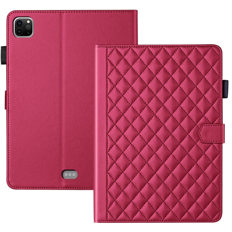For iPad Pro 12.9 2022 / 2021 / 2020 Rhombus Lattice Leather Smart Tablet Case(Red) - iPad Pro 12.9 (2022/2021) Cases by buy2fix | Online Shopping UK | buy2fix