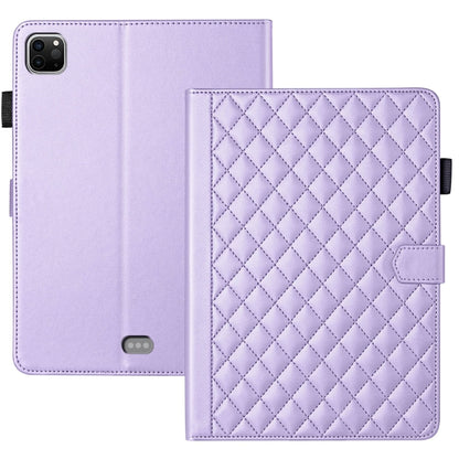 For iPad Pro 12.9 2022 / 2021 / 2020 Rhombus Lattice Leather Smart Tablet Case(Purple) - iPad Pro 12.9 (2022/2021) Cases by buy2fix | Online Shopping UK | buy2fix