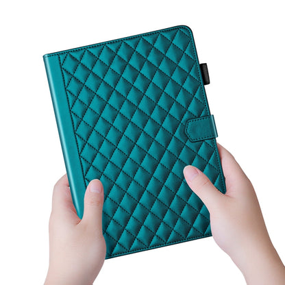 For iPad Pro 12.9 2022 / 2021 / 2020 Rhombus Lattice Leather Smart Tablet Case(Dark Green) - iPad Pro 12.9 (2022/2021) Cases by buy2fix | Online Shopping UK | buy2fix
