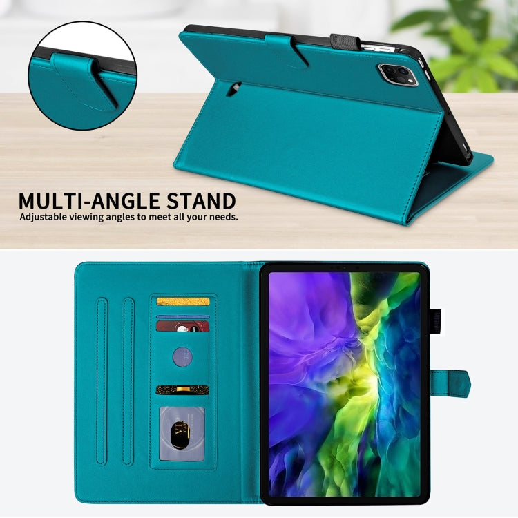 For iPad Pro 12.9 2022 / 2021 / 2020 Rhombus Lattice Leather Smart Tablet Case(Dark Green) - iPad Pro 12.9 (2022/2021) Cases by buy2fix | Online Shopping UK | buy2fix