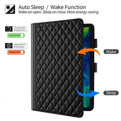 For iPad Pro 12.9 2022 / 2021 / 2020 Rhombus Lattice Leather Smart Tablet Case(Black) - iPad Pro 12.9 (2022/2021) Cases by buy2fix | Online Shopping UK | buy2fix