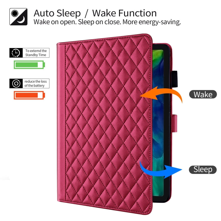 For iPad Pro 11 2022 / 2021 / 2020 Rhombus Lattice Leather Smart Tablet Case(Red) - iPad Pro 11 (2022/2021) Cases by buy2fix | Online Shopping UK | buy2fix